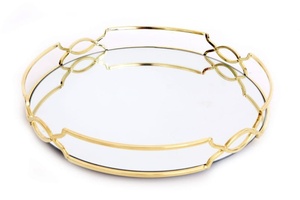 Plateaux de service faits à la main de luxe moderne nordique tailles personnalisées or verre métal acrylique pour usage domestique plateaux de service décoratifs - Product Image 6