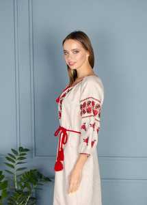 Robe longue blanche brodée à la main pour femme, style bohème, manches 3/4, tenue de plage, vacances, automne - Product Image 4