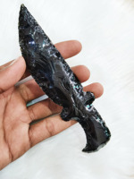 Magnifique poignard en obsidienne noire fait main avec sangle, couteau en pierre précieuse de 5-6 pouces, qualité supérieure, cadeau porte-bonheur Wiccan, MUNTAHA AGATE