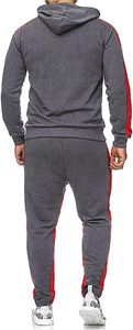 Chándal Deportivo para Hombre de Primera Calidad, al por Mayor, Personalizado, Transpirable, de Algodón Gris, Ropa Deportiva, Chándal a Rayas para Hombre - Product Image 6