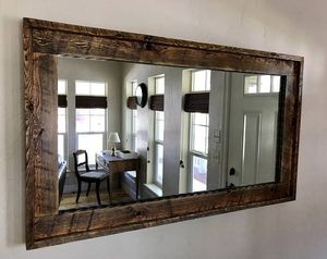 Espejo de pared con marco de madera redondo decorativo de pared hecho a mano para decoración de pared con forma moderna y de moda de madera natural color marrón - Product Image 2