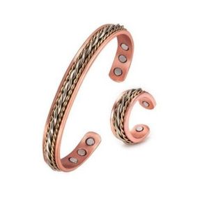 8.0mm Classical Adjustable Pearl Bracelets & <b>Bangles</b> Pure <b>Copper</b> Cuff with Magnetic Heart Shape Trendy Style for Gift - Product Image 2