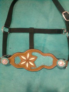 Nouveau fantaisie Bling Bronc cheval licou fantaisie design cheval tête collier en cuir spectacle licou DD cuir à la main - Product Image 2