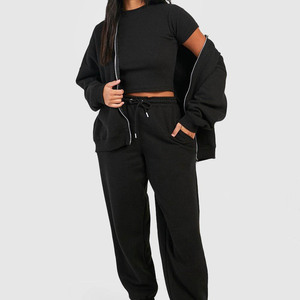 Conjunto de chándal de mujer de talla grande de invierno de 3 piezas de calidad superior con pantalones de chándal y Sudadera con capucha a prueba de viento y secado rápido - Product Image 4