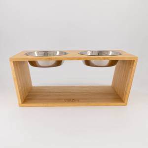 ชามให้อาหารแบบสองชั้นสำหรับแมวและสุนัขอุปกรณ์สำหรับสัตว์เลี้ยงที่ป้อนอาหารแบบไม้ไผ่สำหรับสุนัขและแมว - Product Image 2
