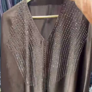 Elegante modesto bordado a mano de las mujeres Baggy Stone Work Abayas Formal tradicional Dubai vestidos de tela transpirable - Product Image 1