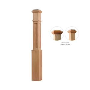 Diseño personalizado 55 \ "madera maciza Álamo Newel caja de Panel plano imprimado muebles accesorios escalera 4091FP nuevas piezas de escalera de Álamo - Product Image 3