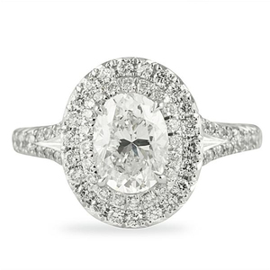 Anillo de Compromiso con Doble Halo de Diamantes Ovalados de 1.18 Quilates - Product Image 1
