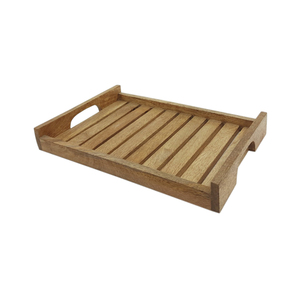 Bandeja para servir comida de diseño moderno Color marrón Utensilios de cocina con estilo de madera natural Bandeja para servir comida y bebida personalizada - Product Image 1