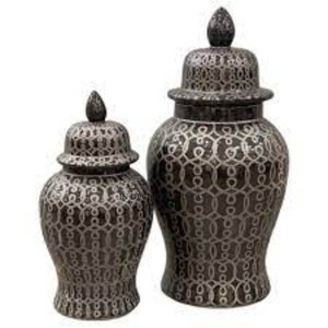 Venta al por mayor de tarro de jengibre de cerámica con aspecto atractivo de diseñador chapado en oro y recubierto de polvo de color negro al precio más bajo - Product Image 3