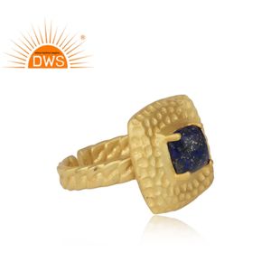 แหวนพลอย Lapis Lazuli ธรรมชาติชุบทอง18K ดีไซน์ล่าสุดผู้ผลิต - Product Image 4