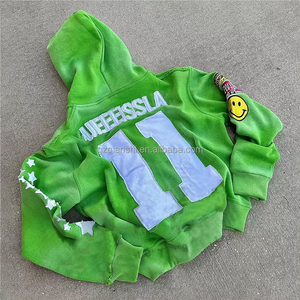 Y2K Streetwear hommes sweat à capuche et sweat 500 Gsm français éponge Vintage haute qualité coton lourd broderie acide lavage Zip - Product Image 5