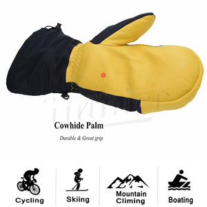 Gants de ski en cuir pour adultes Gants de snowboard en cuir chauds et résistants au vent Gants de ski Snowboard pour hommes Sports d'hiver de neige - Product Image 4