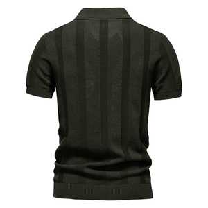 Men Polo Shirt Breathable Knit Casual Top With Turn Drown <b>Collar</b> Shirt Men Solid - Product Image 6
