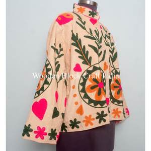 Veste florale brodée cotrise, look incroyable, veste d'hiver, manteau pour femmes, veste courte cotrise pour femmes, cadeau de Noël - Product Image 4