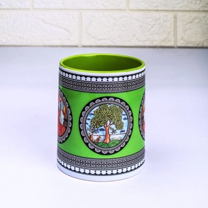 แก้วมัคพร้อมที่รองแก้วสีเขียวในท้องถิ่นสินค้าขายดีพิมพ์ลายแก้วเซรามิกทำด้วยมือถ้วยกาแฟ - Product Image 1