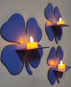 Étagère de trèfle à feuilles bleues en bois étagères de rangement murales pour la maison hôtels salon cuisine salle de bain accessoires de décoration pour la maison - Product Image 2