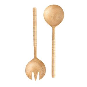 Servidores de ensalada de madera de mango hechos a mano Utensilios de madera sostenibles Utensilios de cocina Comedor Vajilla ecológica - Product Image 1