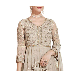 Elégante robe imprimée à manches longues Salwar Kameez pakistanaise avec Dupatta en soie pour adultes - Product Image 4