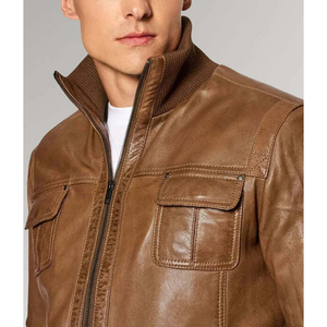 Veste en cuir pour hommes la plus vendue veste personnalisable de haute qualité fermeture à glissière imperméable - Product Image 2
