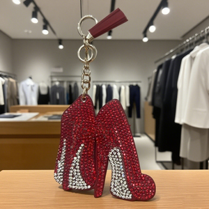 Sororité de Noël <span class=keywords><strong>Rose</strong></span> Bling Haut Talon Porte-clés Lettres Grecques Strass Chaussure Porte-clés avec Gland <span class=keywords><strong>Sac</strong></span> Charme Porte-clés - Product Image 4