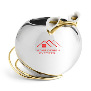 Florero de Metal con Acabado Plateado y Dorado 2025 a Precio de Mayoreo - Product Image 1