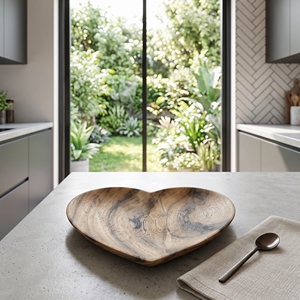Juego de Utensilios de Cocina de Madera de Teca Sólida de Grado Alimenticio, Plato en Forma de Corazón, Plato de Madera Hecho a Mano, Plato Romántico Artesanal Balinés para Servir - Product Image 3