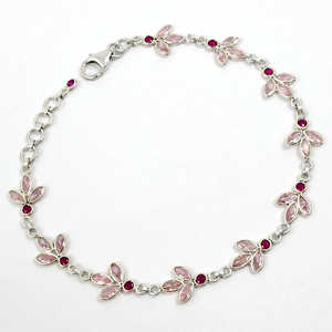 925 Sterling Silver Jewelry Comes With <b>Ruby</b> And Pink Cubic Zircon Bohemian <b>Bracelet</b> Handmade Stylish Boho Jewelry On Wholesale - Product Image 1