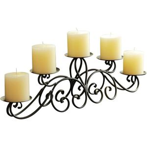 Ménorah en fer noir artisanal avec base en bois massif pour des améliorations élégantes de la décoration intérieure moderne - Product Image 4