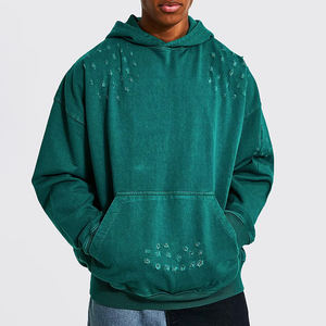 Distressed Hoodie Oversized Manufacturer Wholesale <b>Men's</b> Distressed <b>Hoodies</b> Custom Vintage <b>Hoodies</b> - Product Image 2