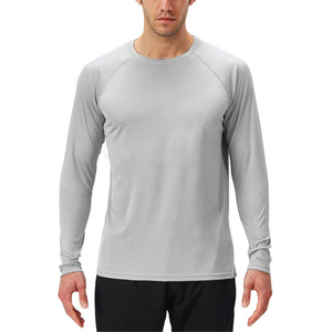 Séchage rapide de haute qualité personnalisé à manches longues gris T-shirt pour homme coupe régulière col rond Jersey tissu respirant écologique OEM - Product Image 1