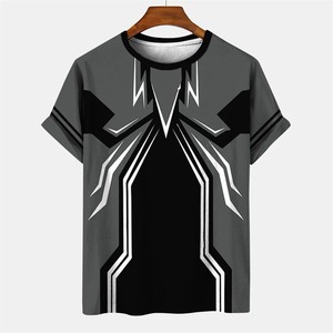 T-shirt à motif de rayures colorées de haute qualité pour hommes T-shirts imprimés en 3D à la mode T-shirts d'été à col rond - Product Image 6