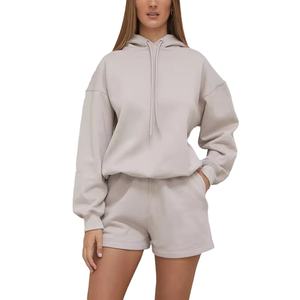Nouveauté : Ensemble deux pièces pour femme avec logo personnalisé, sweat à capuche et short mi-long de haute qualité, ensembles pour femme unis 2026 - Product Image 2