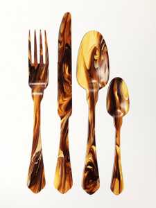 Handcrafted Steel Cutlery <b>Set</b> Mirrored Finish BPA-Free Eco-Friendly Luxury <b>Wooden</b> Bone Resin MOP Handles Dishwasher Safe - Product Image 3