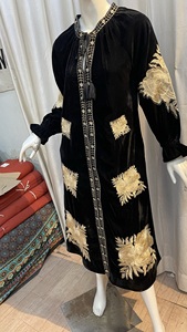 Latest Women's 100% Cotton Casual <b>Short</b> Sleeve Maxi Button Closure Knee Natural Velvate Fabric Woven Washable Machine Embroidery - Product Image 3