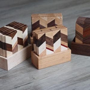 COASTER EN BOIS FAIT À LA MAIN COASTER EN BOIS Ensemble Sous-verre rond de forme carrée pour salle à manger Cuisine Décor et Restaurant - Product Image 5