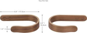 2 X Wood Curtain Holdbacks Plywood Drapery <b>U</b> Shaped Hook Tiebacks for Wall (Walnut) - Product Image 2
