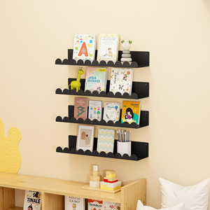 Étagères murales flottantes festonnées pour chambre d'enfant, 15,7 pouces, en métal noir mat, support de rangement et de présentation pour la décoration intérieure - Product Image 2