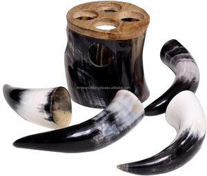 100% xuất khẩu chất lượng Trâu/bò sừng hoàn thành <span class=keywords><strong>4</strong></span> Mảnh Viking uống bia sừng thiết lập với sừng đứng mã não bởi M R S xuất khẩu - Product Image 4