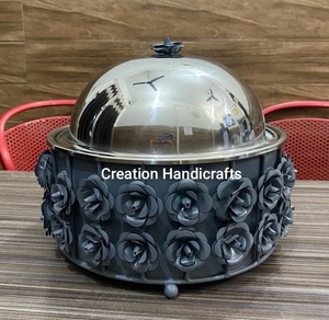 Hot Selling Luxury Metal Hot Pot Food Warmer & Casserole Design moderne en émail durable Finition imprimée jaune - Product Image 3