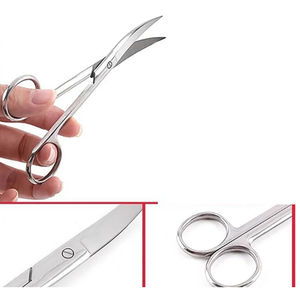 Tijeras quirúrgicas de punta recta y curva de acero inoxidable veterinaria para corte de pelo de animales Base de instrumentos médicos - Product Image 3