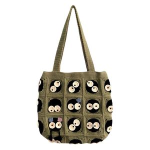 100% Hand-Crocheted Funny Face Basket Bag Accessory Creative Sweet Crochet Women's Grandmother Bag Woven Fashion Accessory - Product Image 3
