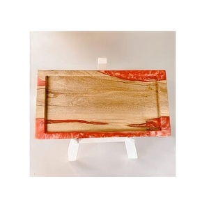 ถาดไม้อีพ็อกซี่ทำด้วยมือธรรมชาติถาดไม้กลมที่วางกุญแจสำหรับรูปทรงสี่เหลี่ยมและสีขาว - Product Image 6