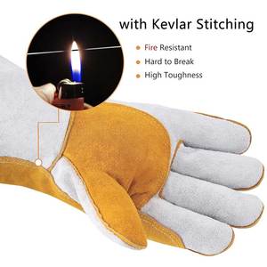 Gants de soudage en cuir premium résistants à la chaleur et robustes avec fonction tactile et détection d'aiguilles pour une protection maximale en extérieur - Product Image 5