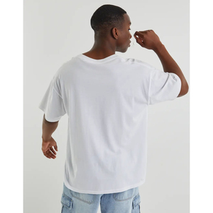 Meilleures ventes : T-shirt oversize en jersey 100% coton, col rond, épaules tombantes, manches courtes, style hip-hop, pour adultes, grandes tailles, blanc uni, respirant - Product Image 2