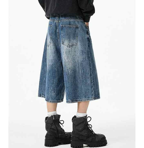 กางเกงยีนส์ขาสั้นทรงแบ็กกี้สไตล์วินเทจเอวสูงปักลายใหม่ล่าสุดสำหรับฤดูร้อน  ออกแบบโลโก้ของคุณเองได้สำหรับผู้ชาย - Product Image 3