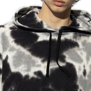 <b>Men's</b> <b>Tie</b>-Dye Hooded Sweatshirt Regular Fit Knitted Casual Autumn Style Long Sleeve <b>Black</b> White Pattern - Product Image 2