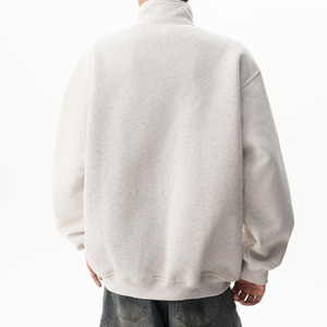 High Quality Simple Basics Men's Loose Solid <b>Grey</b> 1/4 Zip Cotton <b>Sweatshirt</b> Customized Winter Drop Shoulder Quarter Hoodies 2026 - Product Image 6