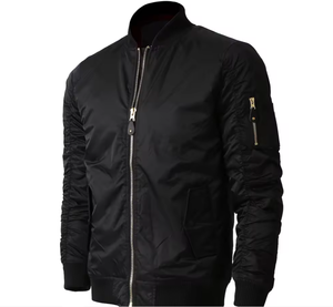 Veste bouffante à fermeture éclair avec logo personnalisé de haute qualité pour hommes, Bomber style pilote teint en plaine, 3XL à capuche avec support, prix de gros - Product Image 2