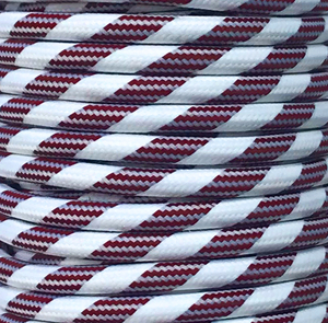Bobina da 15 m. Cavo tessile decorativo marrone/bianco in ferro opaco (circ 2CTS26/M01) - Product Image 1